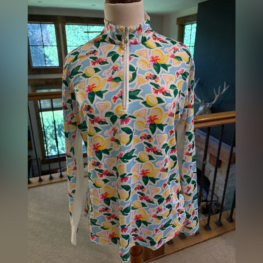 San Soleil UV Protected Golf Short Sz L Lemon Cocktails Long-Sleeve